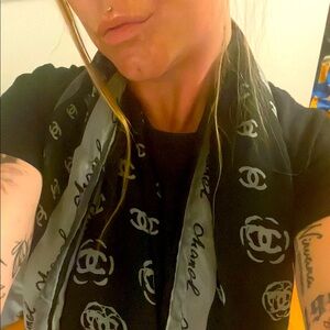 Chanel Black and Gray Women's Scarf